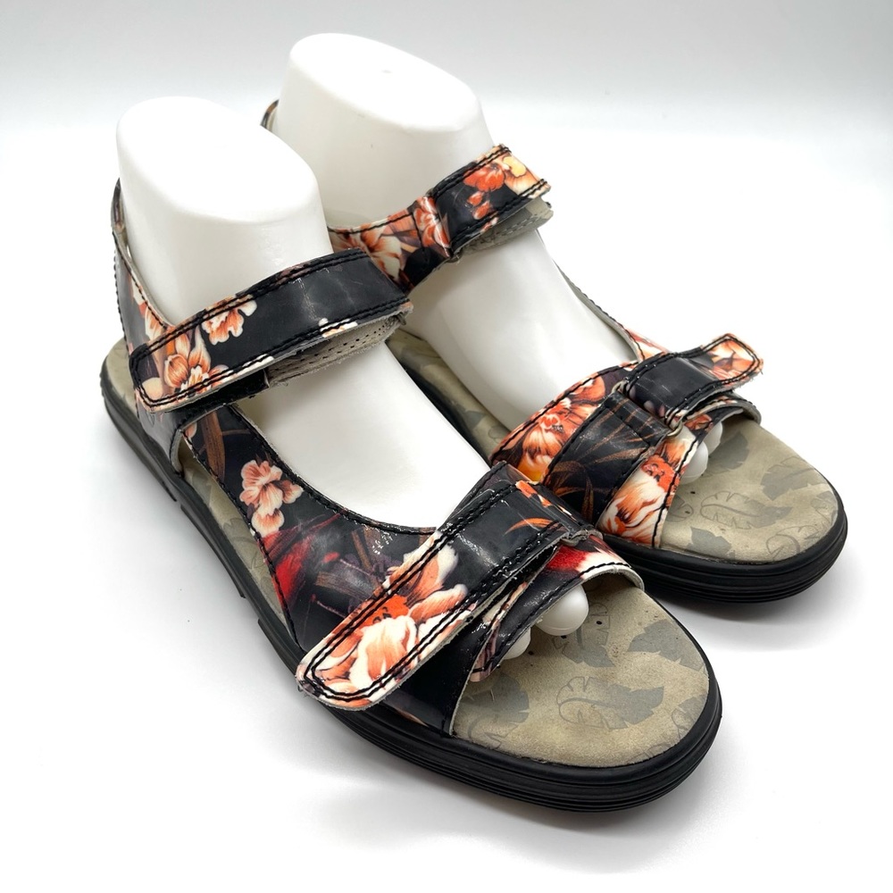 Greenleaf Women sandals Multicolor Floral 2 Strap Leather Womens Size 10 Outdoor